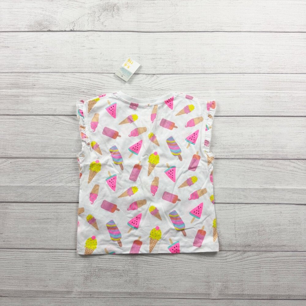 Primark Girls Tank Top White Ice Cream Watermelon Print Ruffle NWT 5-6 - Picture 4 of 4